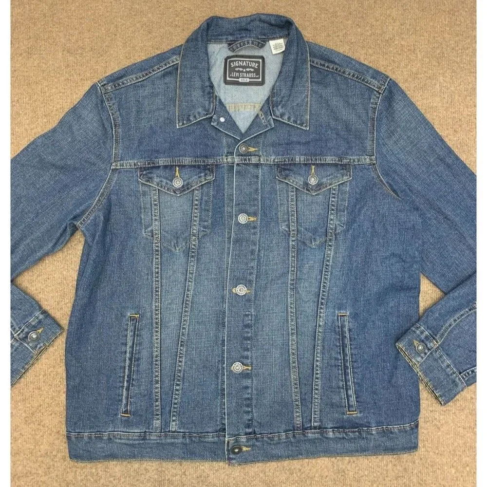 Levis Jacket Mens XXL Lightweight Denim Shacket Cowboy Work Trucker Button Shirt - Picture 1 of 9